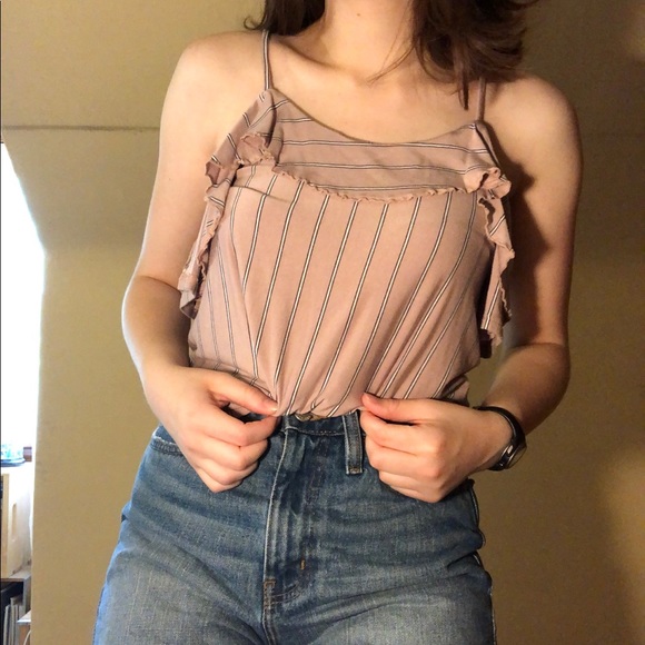 American Eagle pink striped shirt - Picture 2 of 4